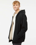 New!! Independent Trading Sherpa-Lined Full-Zip Hooded Sweatshirt