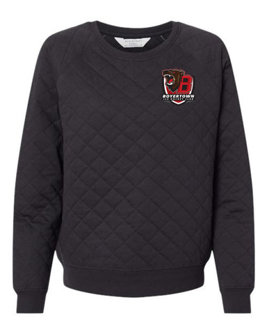 New!! Ladies Quilted Crewneck Pullover in Grey or Black